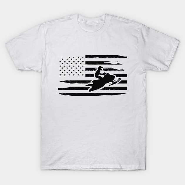 Snowmobile and american flag T-Shirt by KC Happy Shop